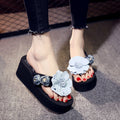 Shine jiao 2025 new women's high-heeled flip-flops, thick-soled, non-slip, fashionable beach sandals for women - perfect for seaside vacations and outdoor wear