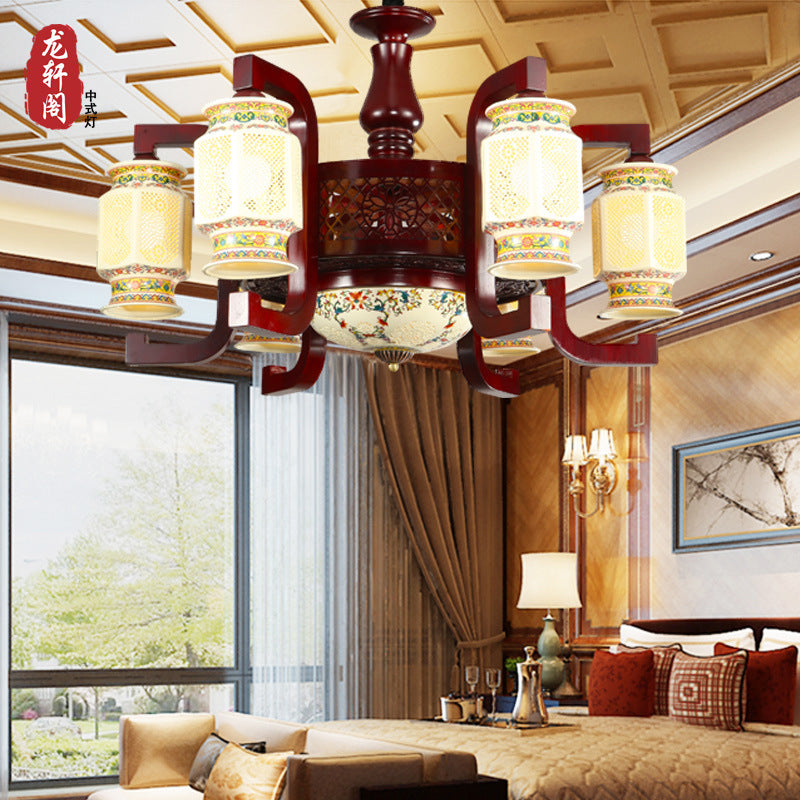 Chinese chandelier ceramic solid wood living room light dining room antique classic Chinese lighting Chinese style antique bedroom lighting