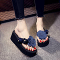 Shine jiao 2025 new women's high-heeled flip-flops, thick-soled, non-slip, fashionable beach sandals for women - perfect for seaside vacations and outdoor wear