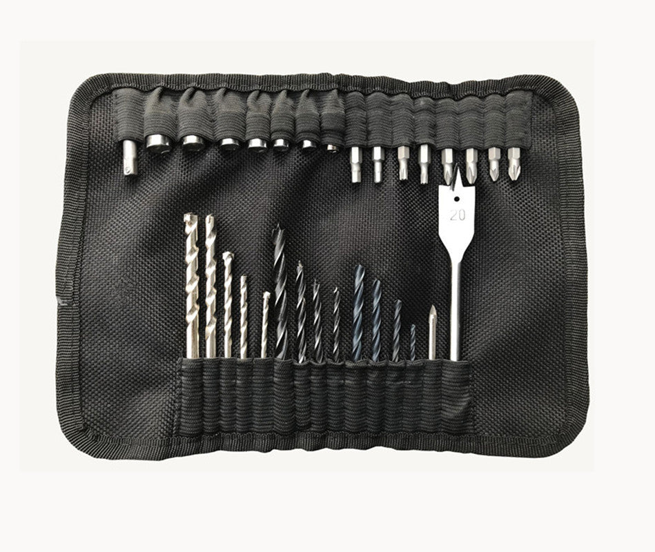 Boshen 31-piece electric drill matching, drill bit combination tool canvas bag, twist drill tile drill high-speed steel set set