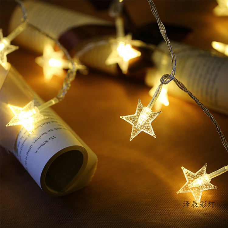 Hot-selling led star light string Gypsy star lights Outdoor waterproof holiday decoration light string Battery box with flashing