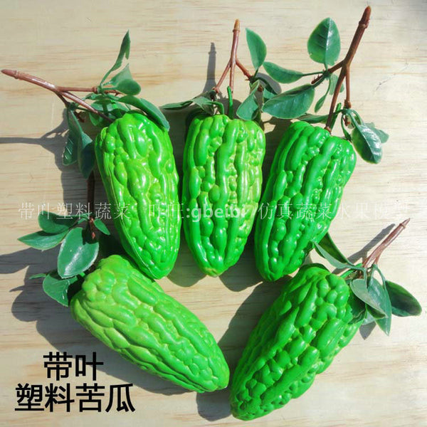 Simulation plastic hollow with leaves bitter melon fake vegetable model hotel store agritainment decoration kindergarten teaching aids
