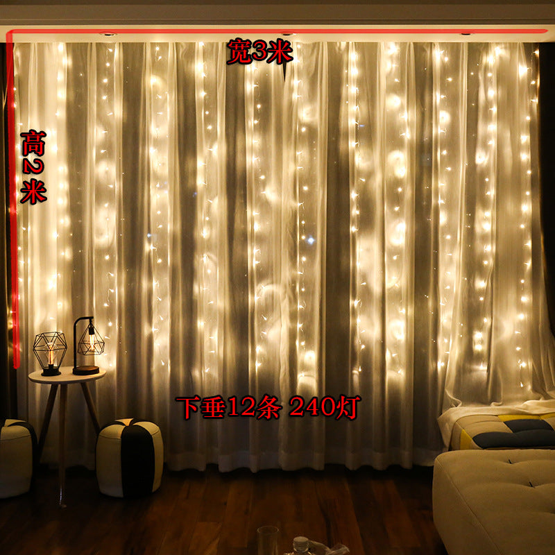 LED lights string stars curtain lights christmas lights ins decorative waterfall lights wedding live streaming host background lights flash