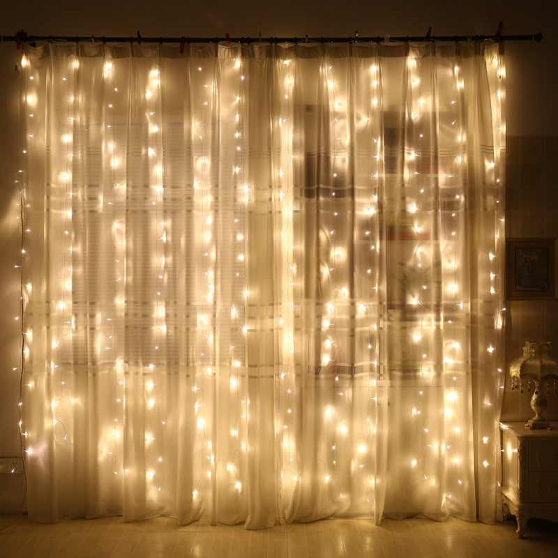 LED lights string stars curtain lights christmas lights ins decorative waterfall lights wedding live streaming host background lights flash