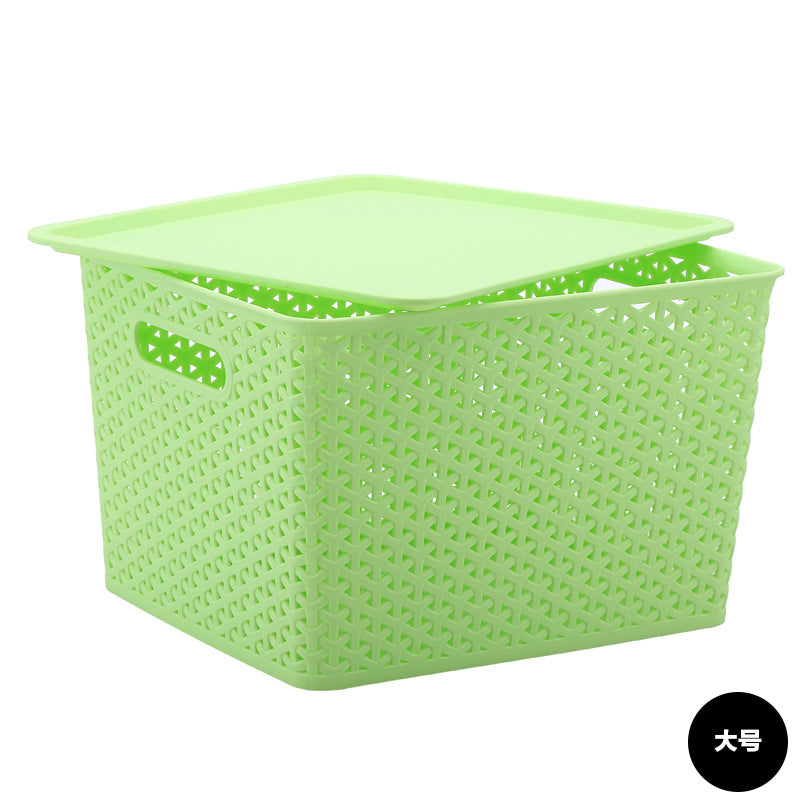 Rattan plastic storage basket Fruit basket Kitchen storage Office toy storage basket