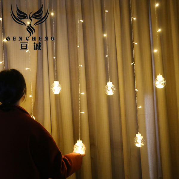 LED curtain light string Korean wind wishing ball small round ball light bulb ball full of stars holiday decorative lights wholesale