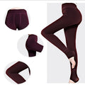 Fall and winter 200g pearl velvet pure color seamless foot-stepping heattechall-in-one pants fleece-linedthickened bottom pants outwear women