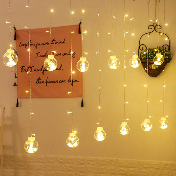 LED light string wishing ball christmas day wedding ins decorative small lights stars hanging lights ball bulbs atmosphere curtain lights