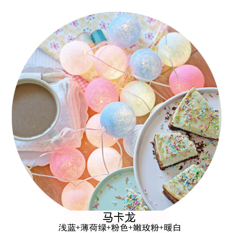 Handmade cotton thread ball ambient light string light battery box led colorful light string festival room decorative light outdoor ball light