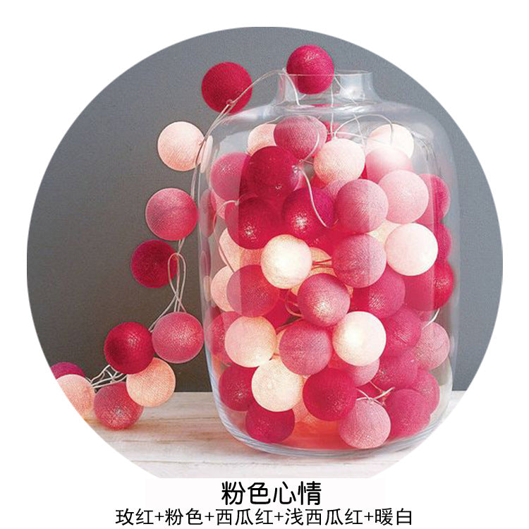Handmade cotton thread ball ambient light string light battery box led colorful light string festival room decorative light outdoor ball light