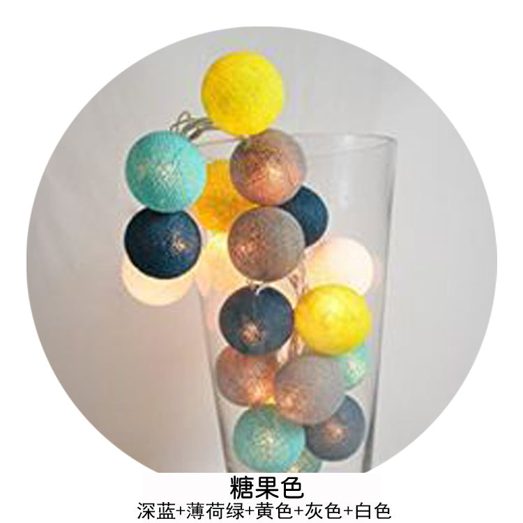 Handmade cotton thread ball ambient light string light battery box led colorful light string festival room decorative light outdoor ball light