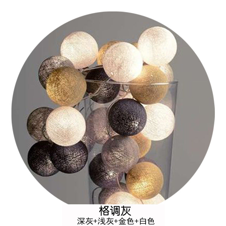 Handmade cotton thread ball ambient light string light battery box led colorful light string festival room decorative light outdoor ball light