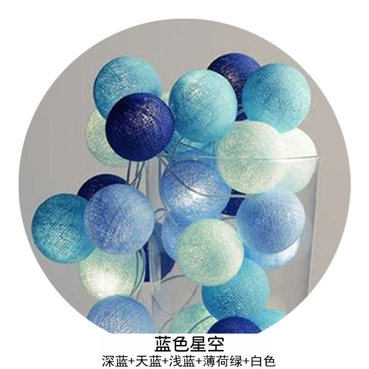Handmade cotton thread ball ambient light string light battery box led colorful light string festival room decorative light outdoor ball light