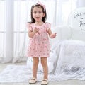 Girls' summer korean style pure cotton short-sleeve letter print dress, baby dress, cute infant dress, three-piece girls' outfit