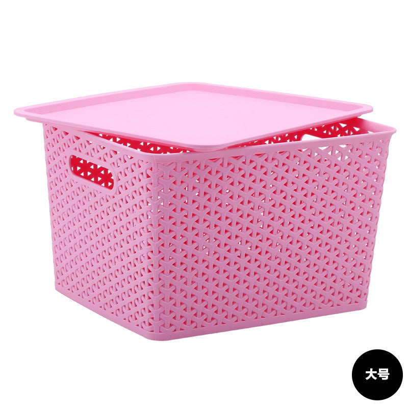 Rattan plastic storage basket Fruit basket Kitchen storage Office toy storage basket