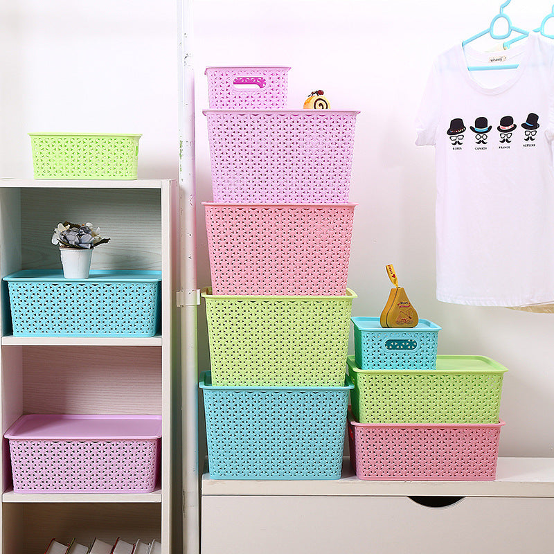 Rattan plastic storage basket Fruit basket Kitchen storage Office toy storage basket