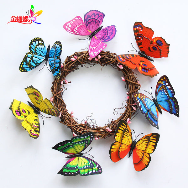 10 cm double-layer 3D three-dimensional simulation butterfly, creative garden decoration butterfly PVC magnet simulation butterfly wholesale