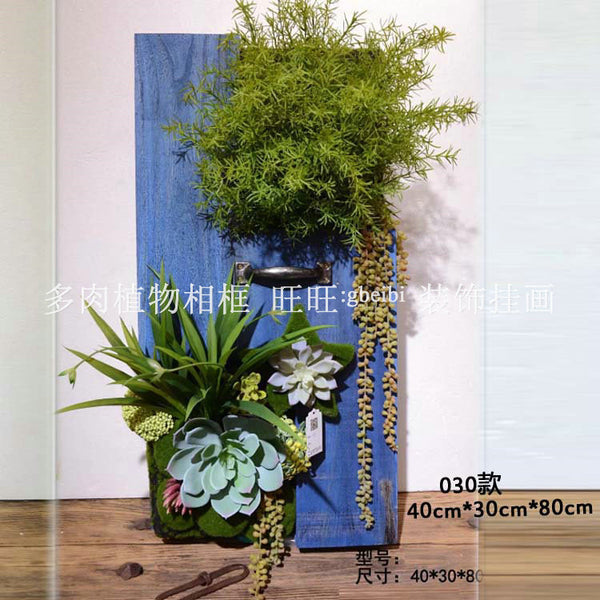 Simulation succulent plant 030 rural wall decoration wooden photo frame plant photo frame, living room plant wall decoration