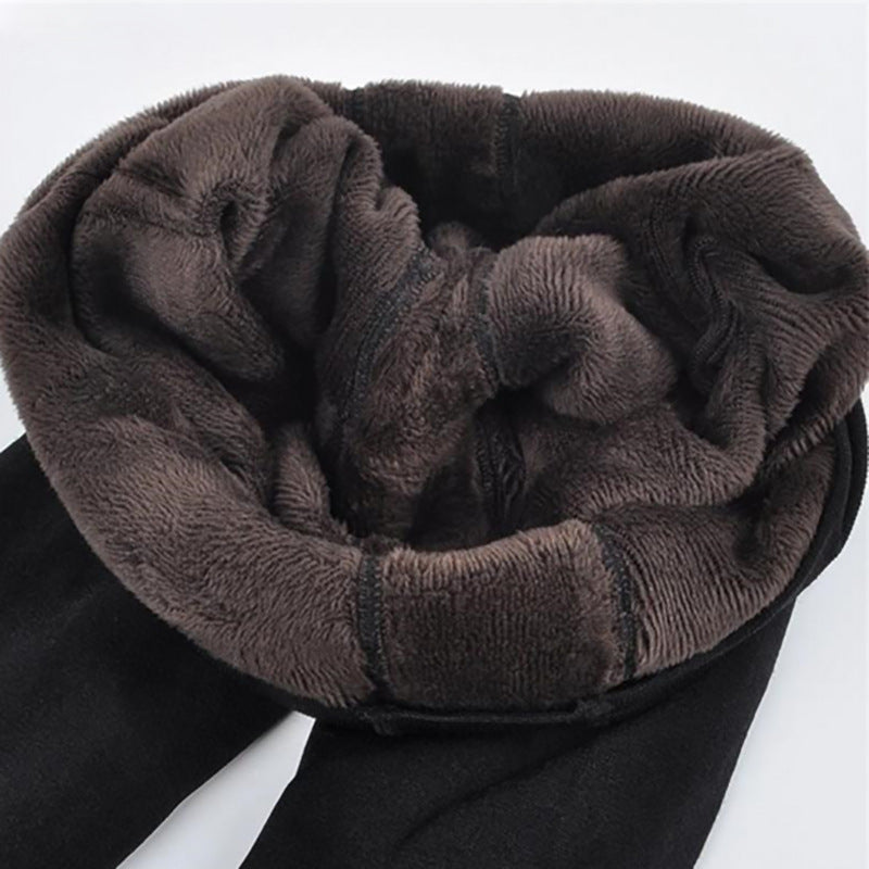Fall and winter 200g pearl velvet pure color seamless foot-stepping heattechall-in-one pants fleece-linedthickened bottom pants outwear women