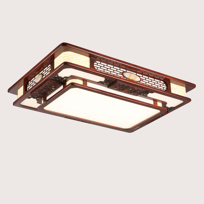 Chinese solid wood ceiling lamp rectangular Chinese style living room lamp antique Chinese lighting bedroom dining room study lighting