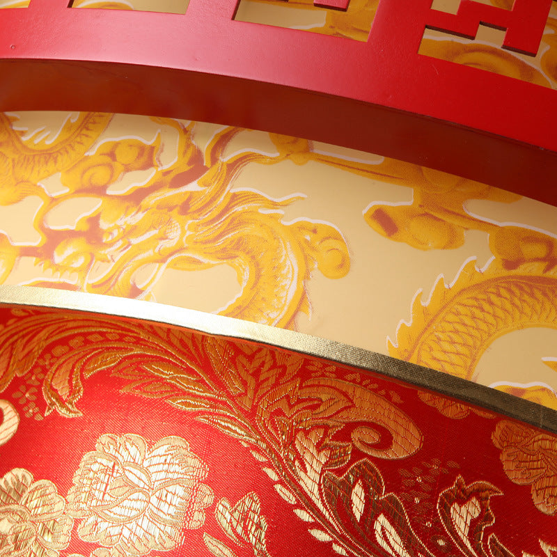 Classical Chinese chandelier antique teahouse hotel sheepskin lamp engineering lamp antique solid wood chandelier dragon and phoenix blessing lighting