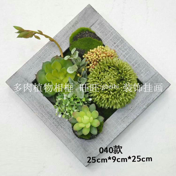 Simulated succulent plants 040 rural wall decoration tropical plant model wooden photo frame room plant wall