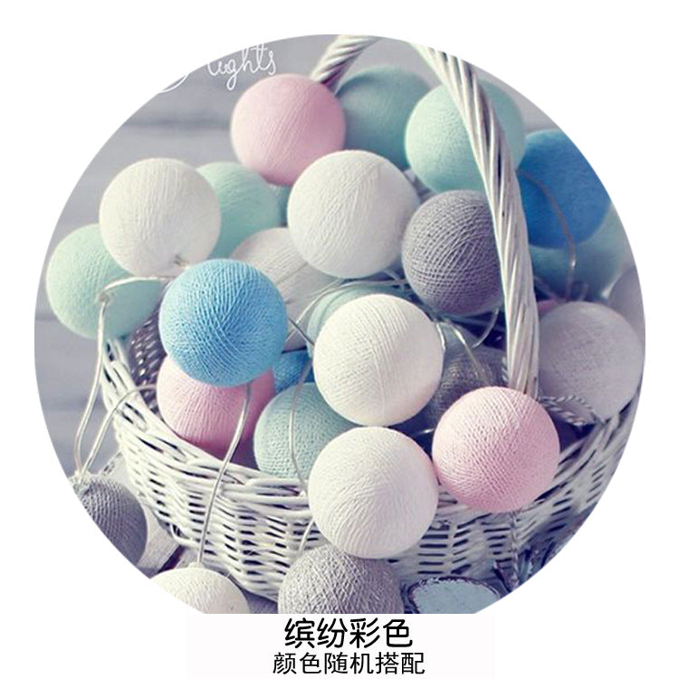 Handmade cotton thread ball ambient light string light battery box led colorful light string festival room decorative light outdoor ball light