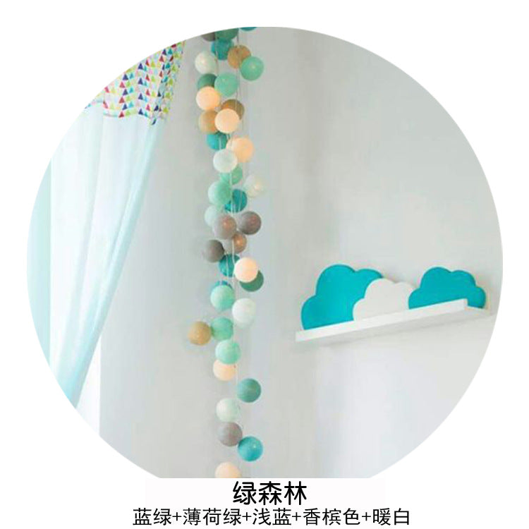 Handmade cotton thread ball ambient light string light battery box led colorful light string festival room decorative light outdoor ball light