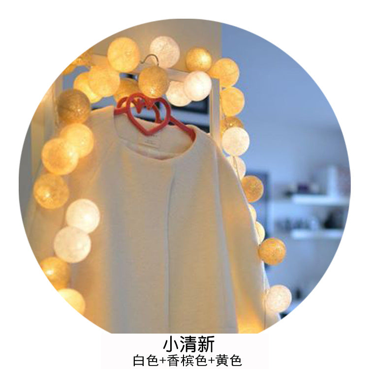 Handmade cotton thread ball ambient light string light battery box led colorful light string festival room decorative light outdoor ball light