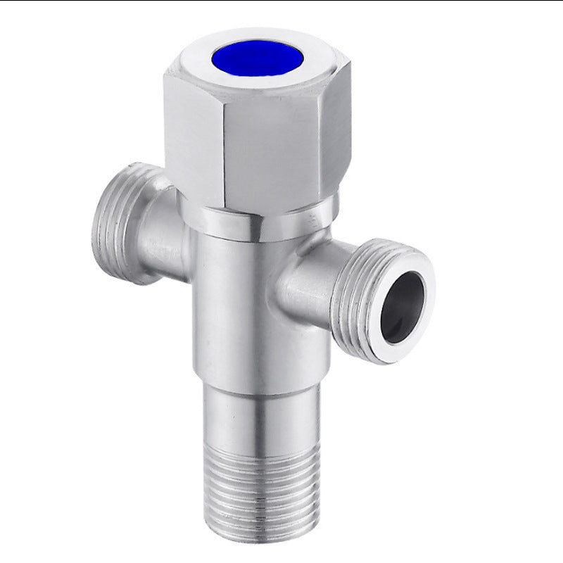 Angle valve 304 stainless steel wholesale one in two out double control all copper ball center three way hot and cold water stop valve triangle valve
