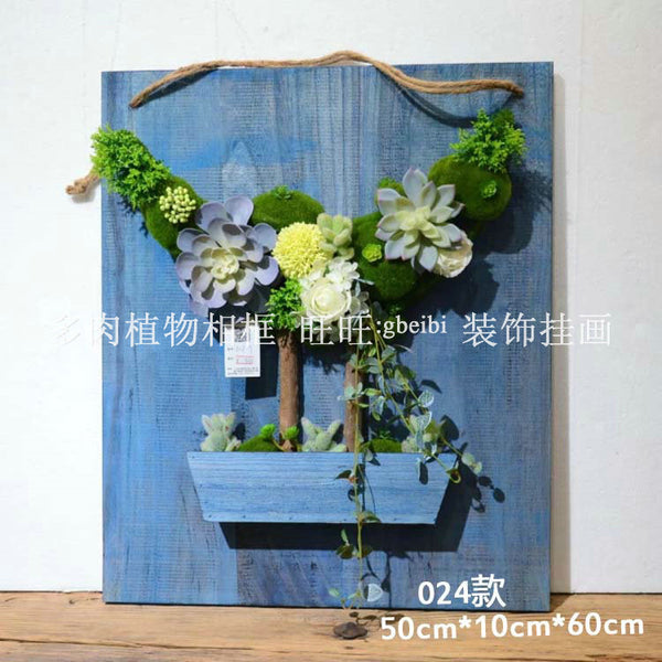 Simulation plant photo frame, rural wall decoration, wooden photo frame, living room plant wall, succulent plant model