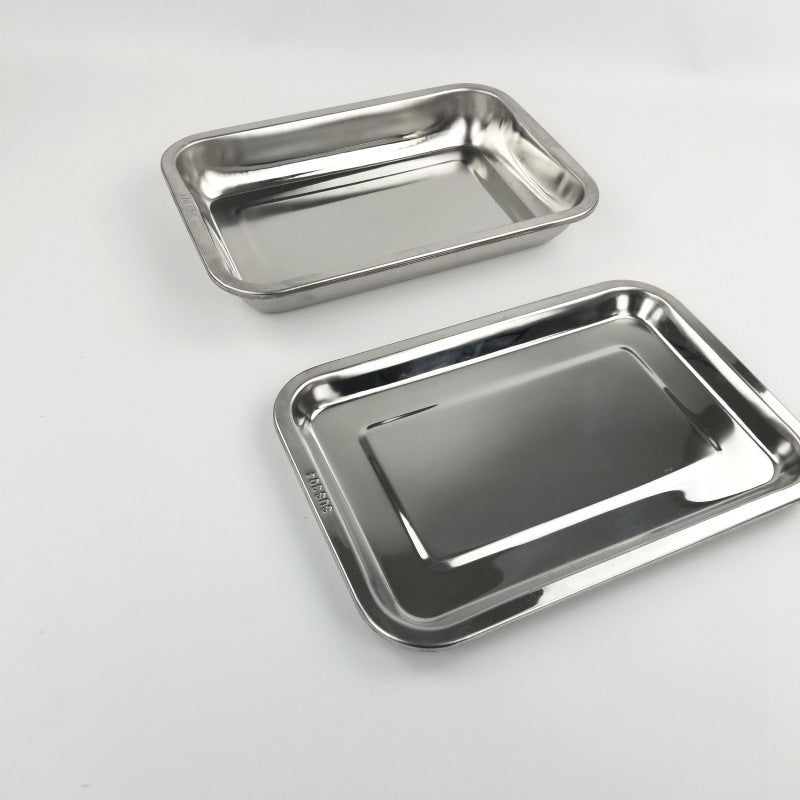 Thickened304 stainless steel tray rectangular steamed rice roll steamed rice square plate grilled fish plate dumpling plate barbecue iron plate