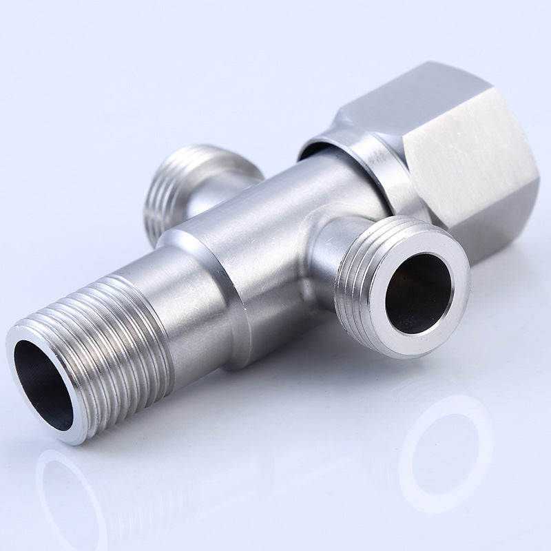 Angle valve 304 stainless steel wholesale one in two out double control all copper ball center three way hot and cold water stop valve triangle valve