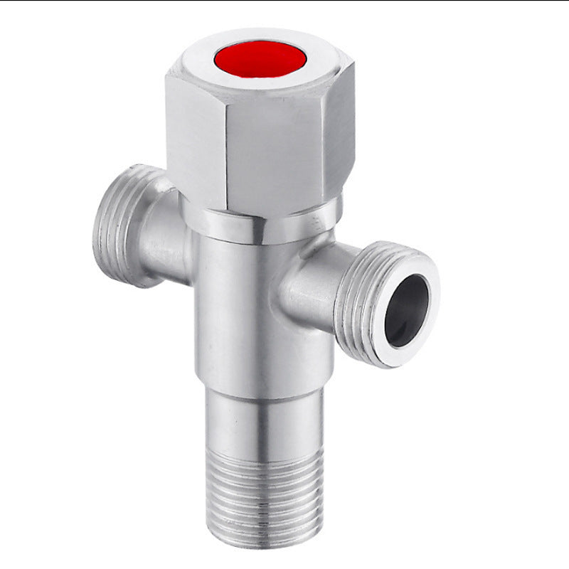 Angle valve 304 stainless steel wholesale one in two out double control all copper ball center three way hot and cold water stop valve triangle valve