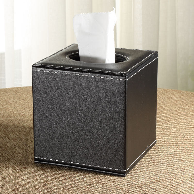 Business household roll paper box square leather roll paper tube creative hotel tissue box advertising pumping box pu tissue tube