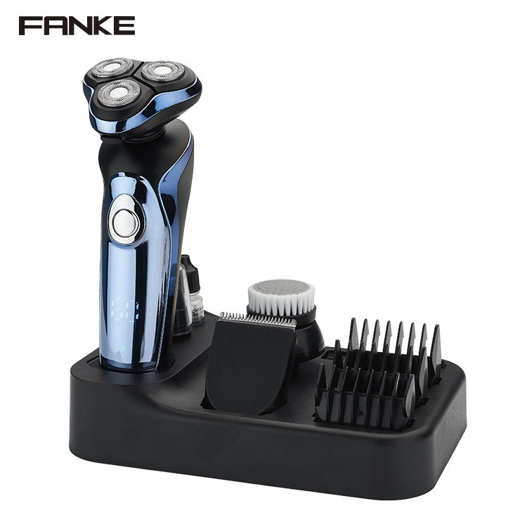 Rotate floating three-blade electric shaver, razor, sideburn trimmer, digital display, full body washable, full body washable