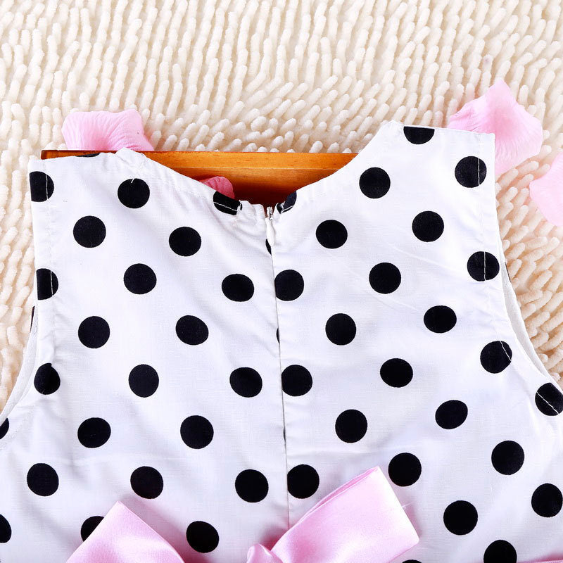 Bd summer collection: korean style sleeveless polka dot dress for girls - original export overstock, wholesale children's dresses