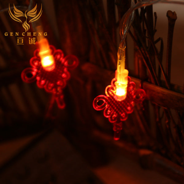 Small lantern light string, Spring Festival Lantern Festival decorative led star light, Chinese knot hanging lantern light flash string
