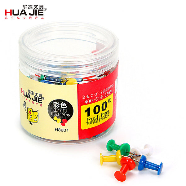 Huajie color metal nickel-plated pushnails I-nails 100 pieces 5-color mixed cork board nails H8601 stainless steel