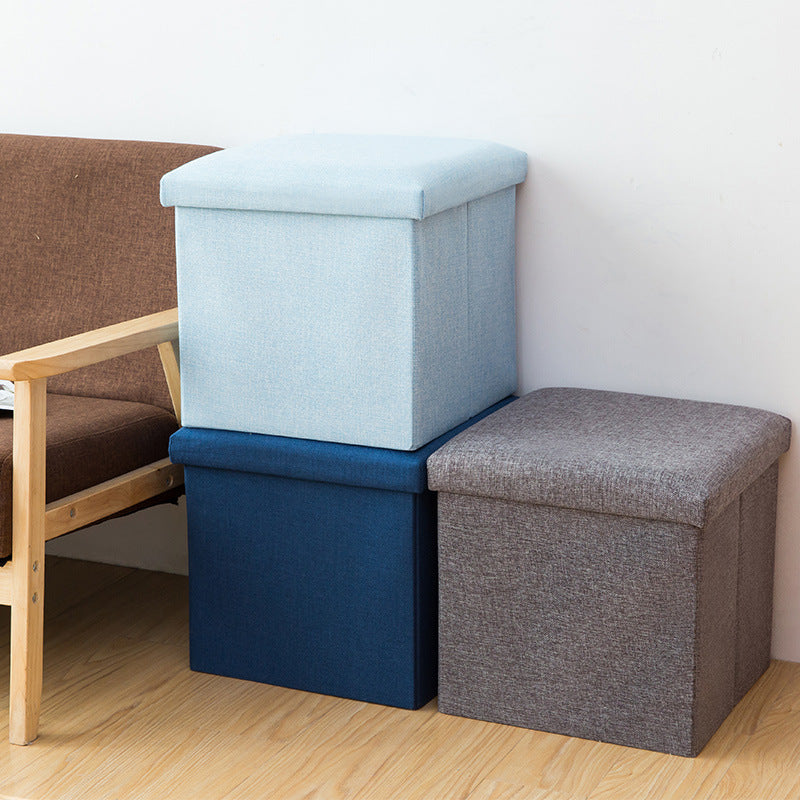 Folding storage stool cotton and linen sofa stool fabric storage stool can sit in the storage box, shoe change stool is sent on behalf of others