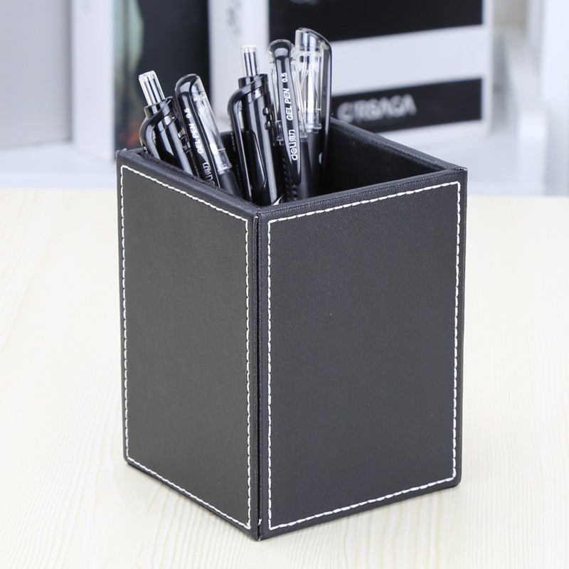 Manufacturer Wholesale Pen Holder Simple Leather Single Pen Holder Business Office Desktop Storage Box Fashion Creative Party Storage Holder