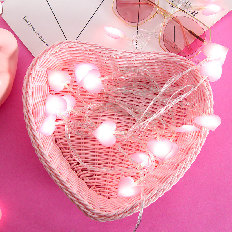 LED pink love light string girl heart room decoration flashing light soft sister dormitory peach heart fabric prop small lantern