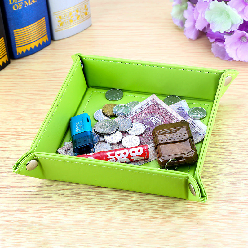 Solid color leather storage tray, desktop small change tray, office desktop finishing box, household daily PU storage box wholesale