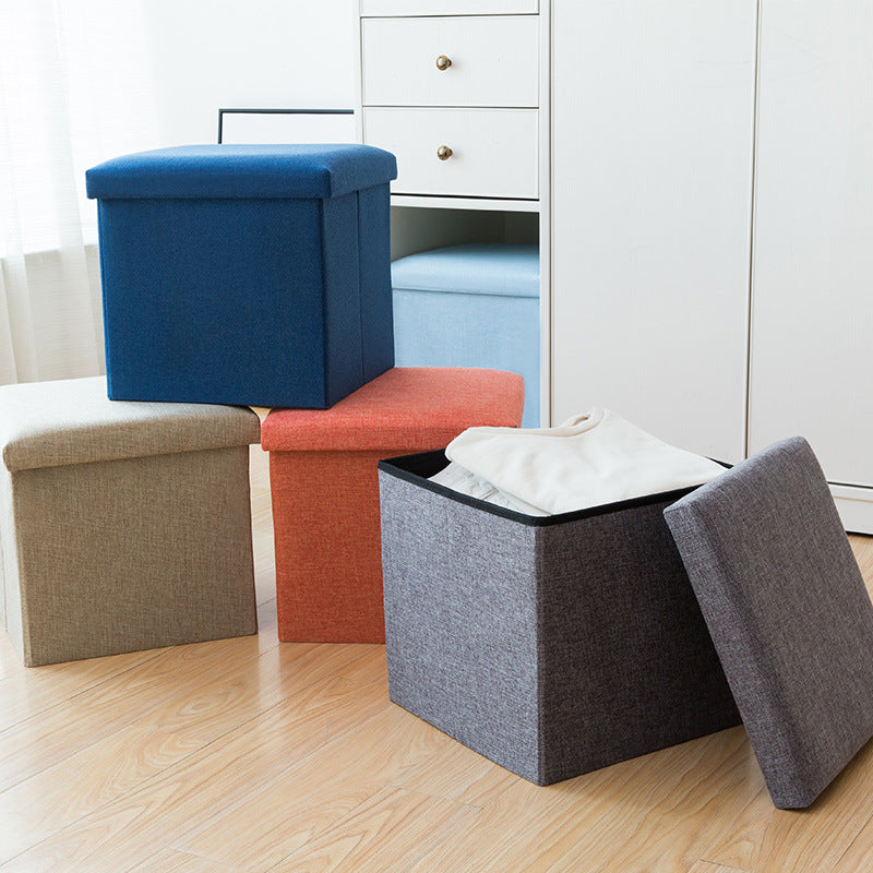 Folding storage stool cotton and linen sofa stool fabric storage stool can sit in the storage box, shoe change stool is sent on behalf of others