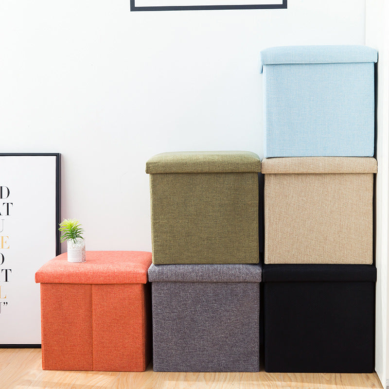 Folding storage stool cotton and linen sofa stool fabric storage stool can sit in the storage box, shoe change stool is sent on behalf of others