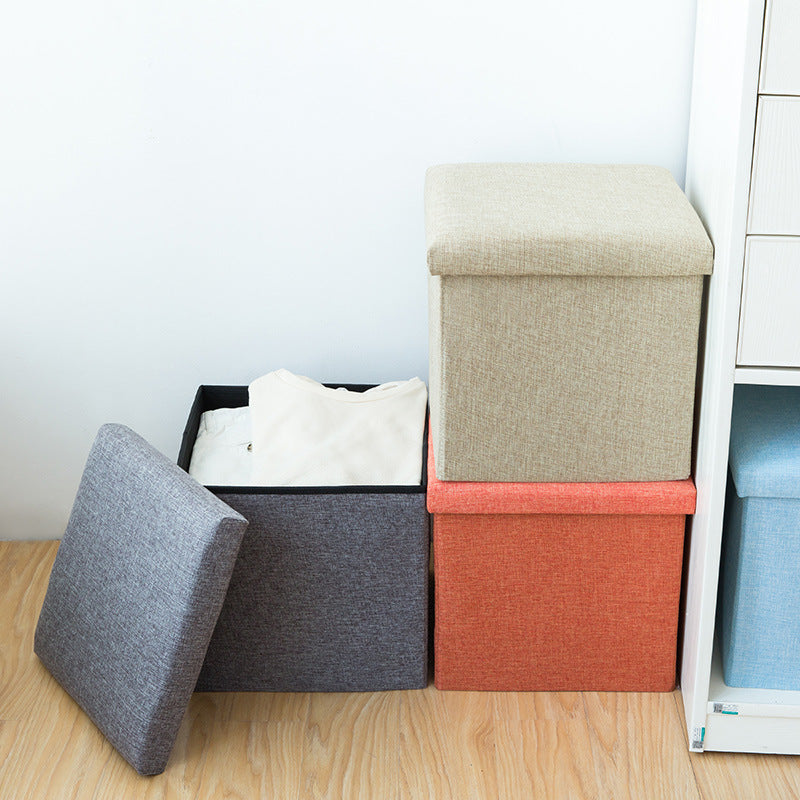 Folding storage stool cotton and linen sofa stool fabric storage stool can sit in the storage box, shoe change stool is sent on behalf of others