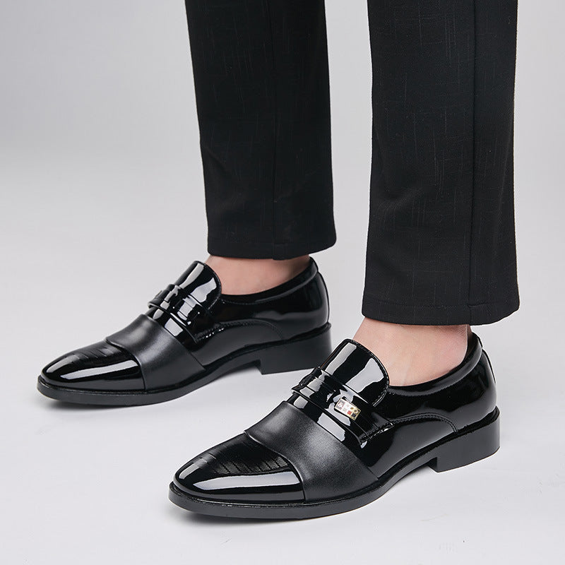 Winter leather shoes men's business formal shoes plus size slip-on fleece-lined cotton shoes men's shoes versatile casual wedding shoes