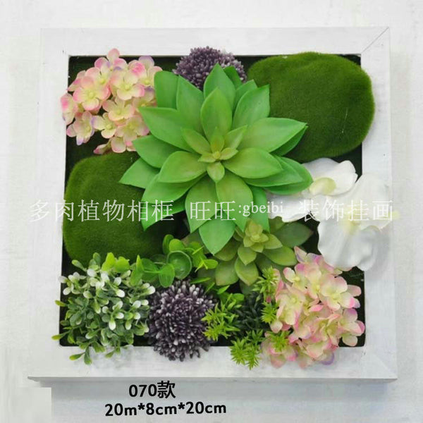 Simulation succulent plant 070 rural wall decoration tropical plant photo frame, wooden photo frame living room plant wall