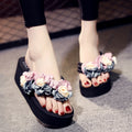 Shimmer chic women's summer flip-flops 11cm - super high heel thong sandals, trendy floral beach slippers