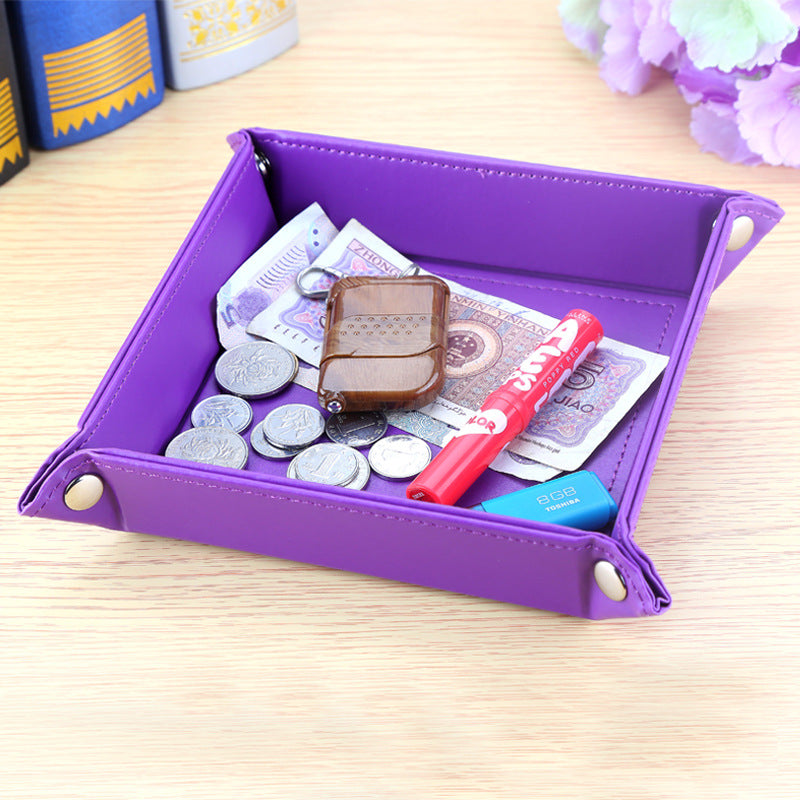 Solid color leather storage tray, desktop small change tray, office desktop finishing box, household daily PU storage box wholesale